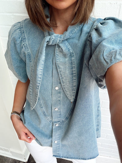 TYLER TIE TOP IN DENIM