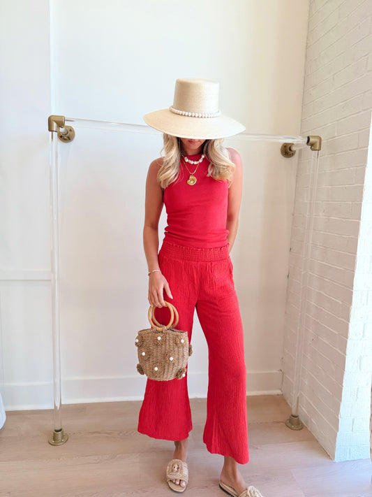 CROPPED WIDE LEG BEACH PANT