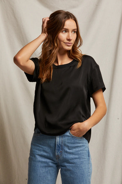 DELPHINE SATIN CREWNECK TEE