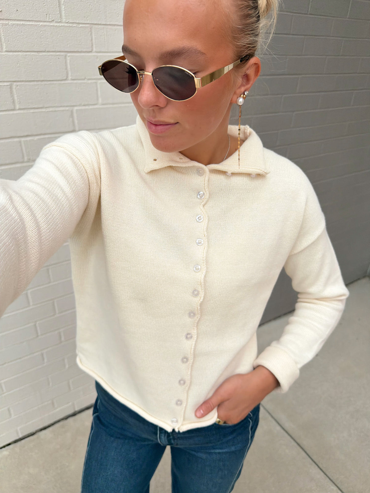 ELISA BUTTON UP KNIT TOP