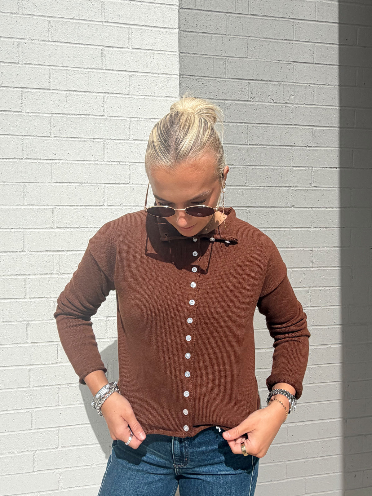 ELISA BUTTON UP KNIT TOP