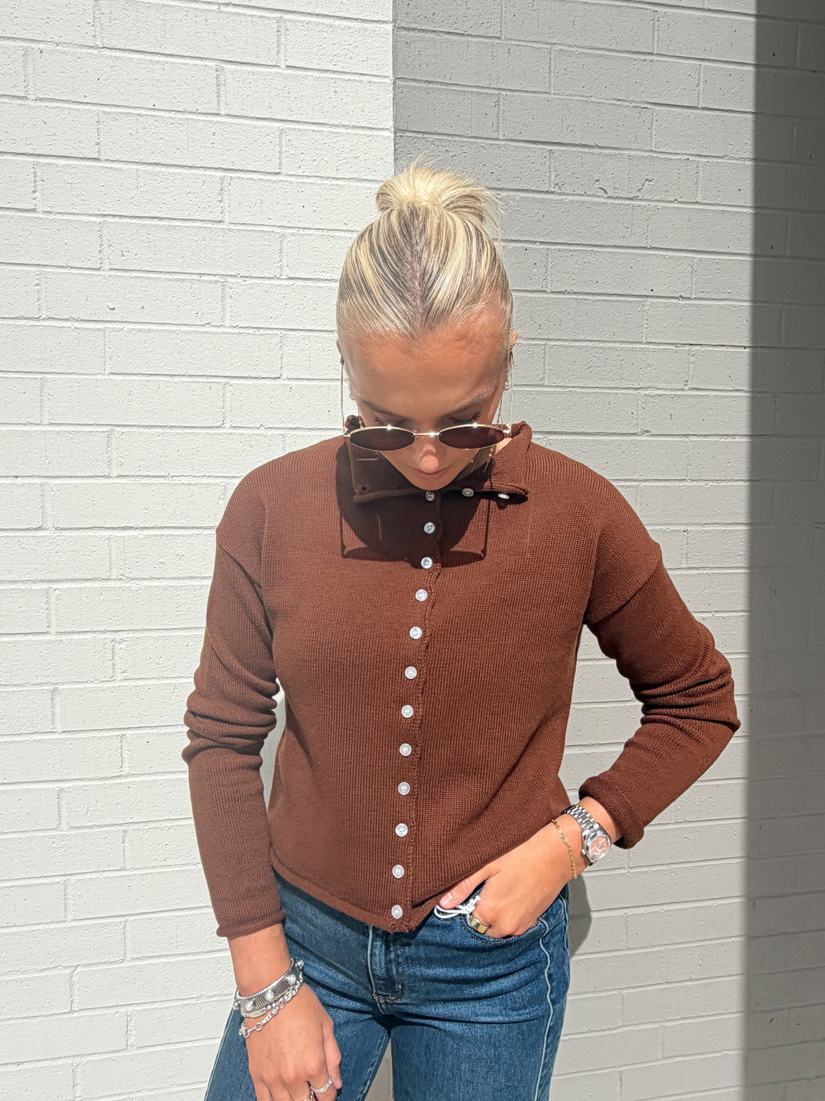 ELISA BUTTON UP KNIT TOP