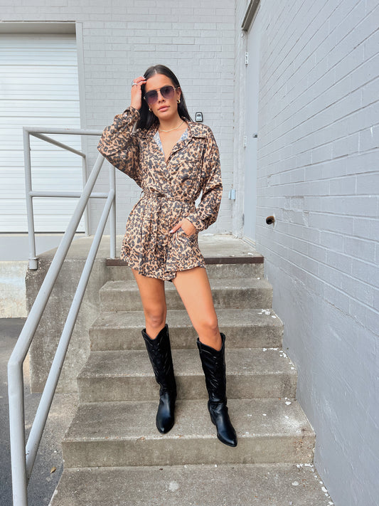 SILK LEOPARD ROMPER