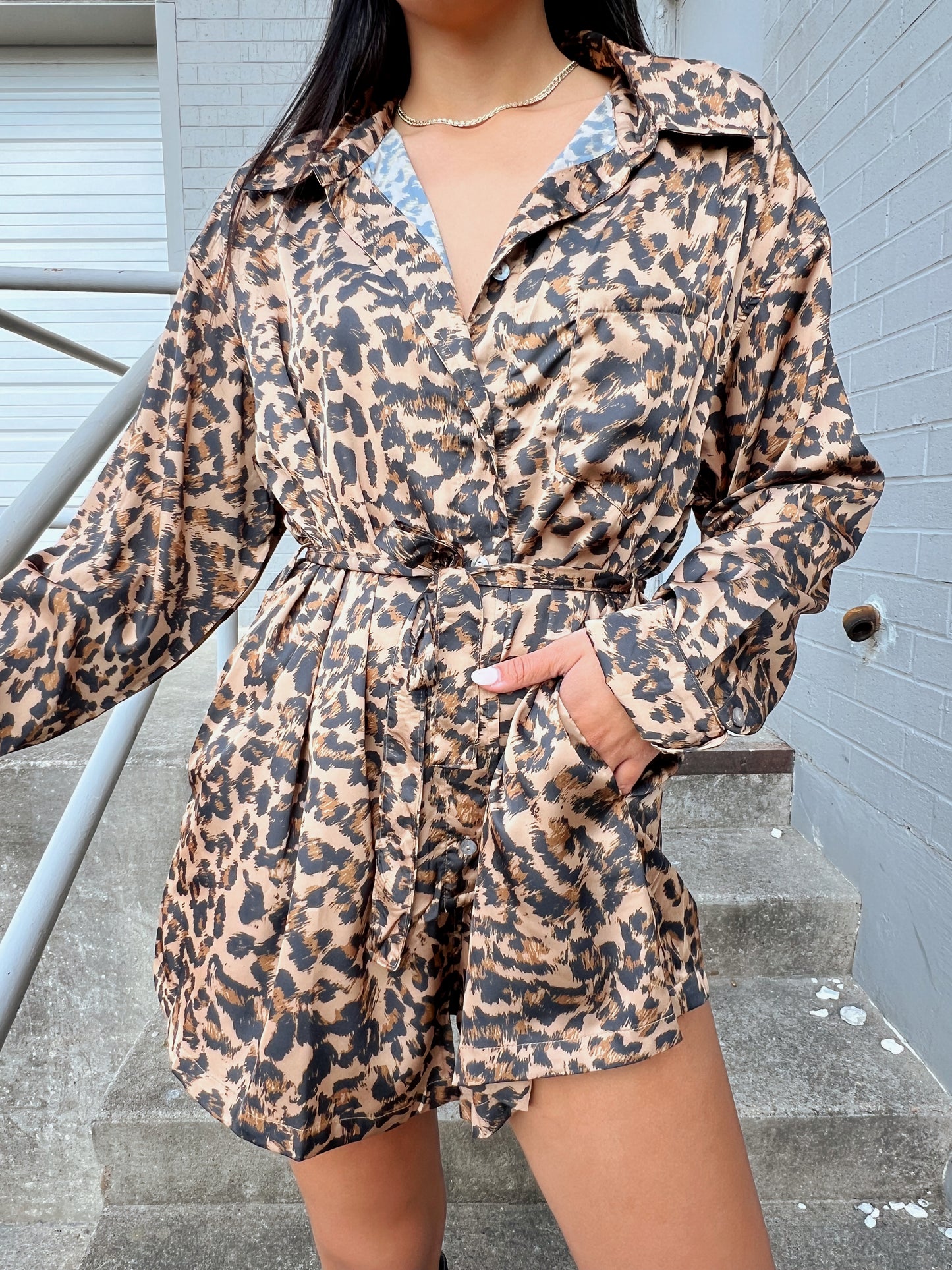 SILK LEOPARD ROMPER