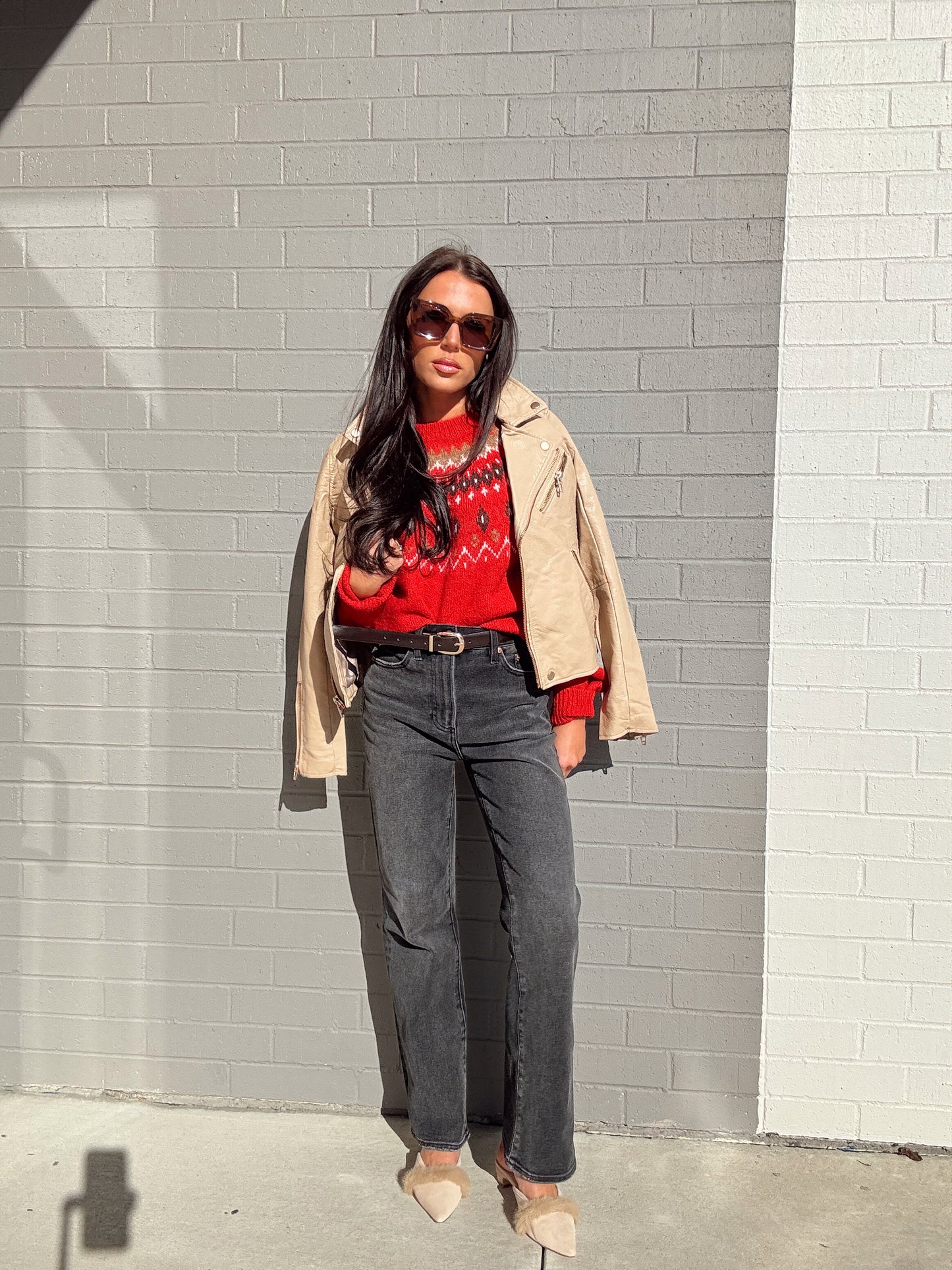 FUZZY FAIR ISLE CREWNECK KNIT PULLOVER