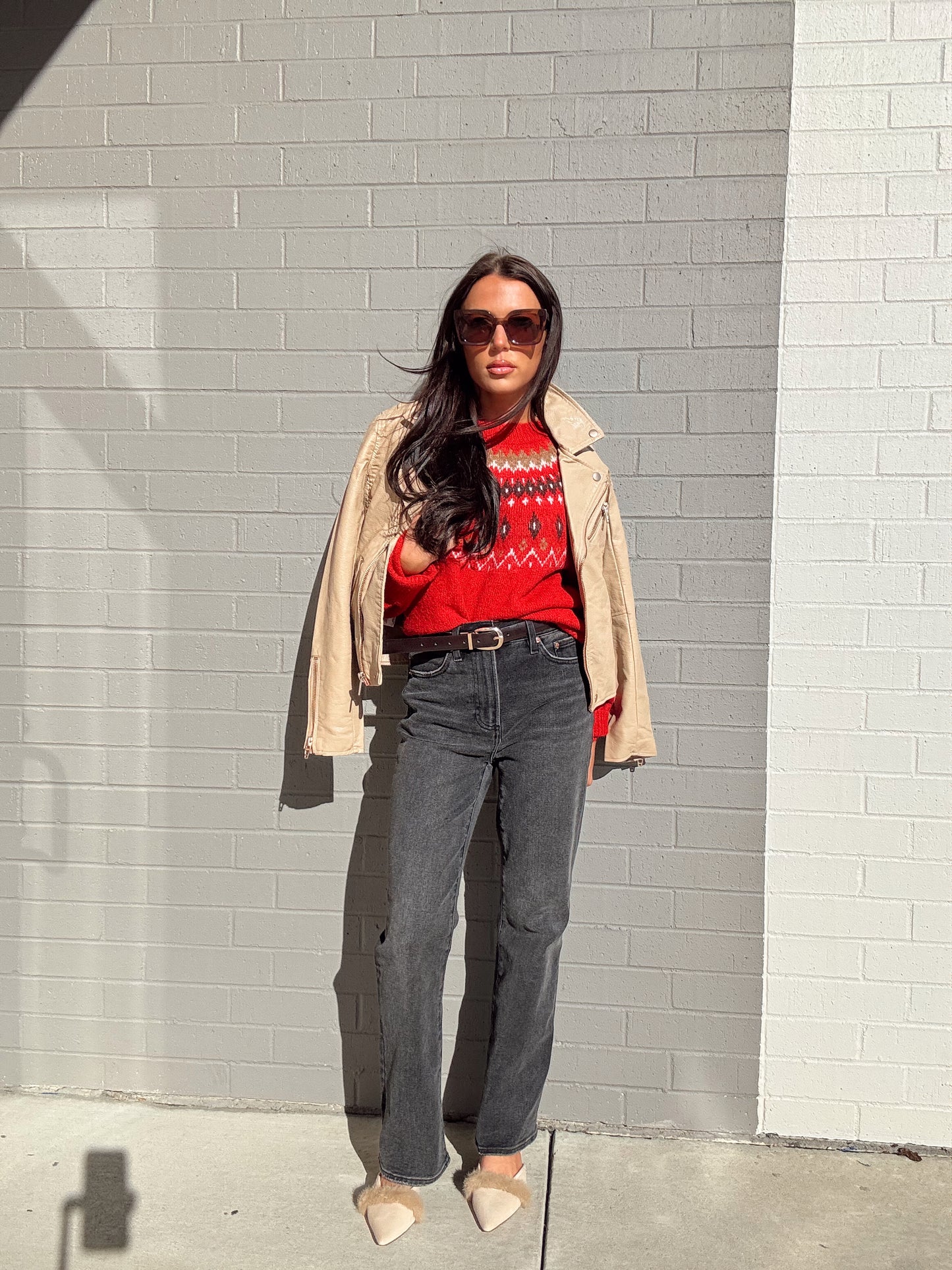 FUZZY FAIR ISLE CREWNECK KNIT PULLOVER