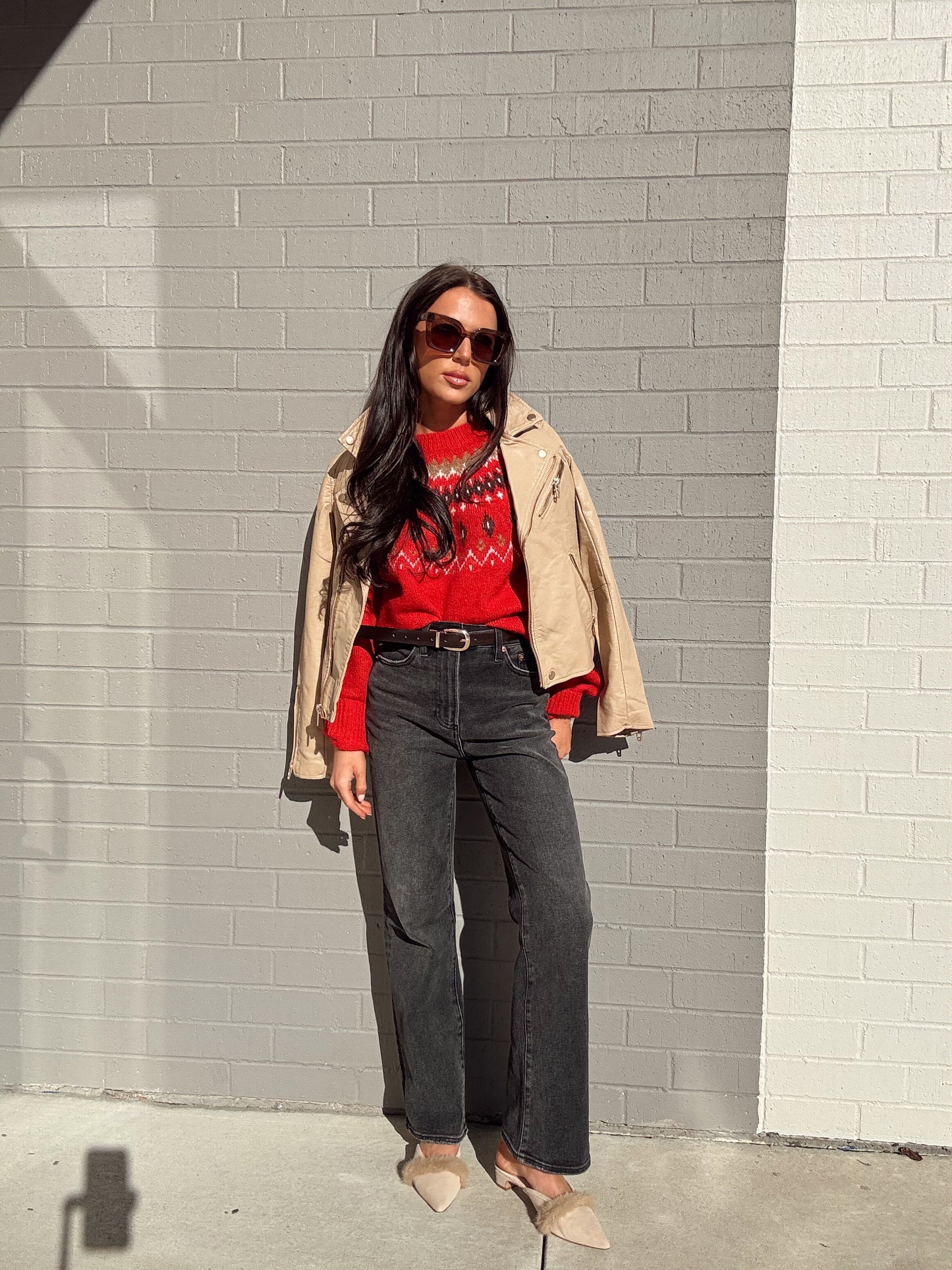 FUZZY FAIR ISLE CREWNECK KNIT PULLOVER