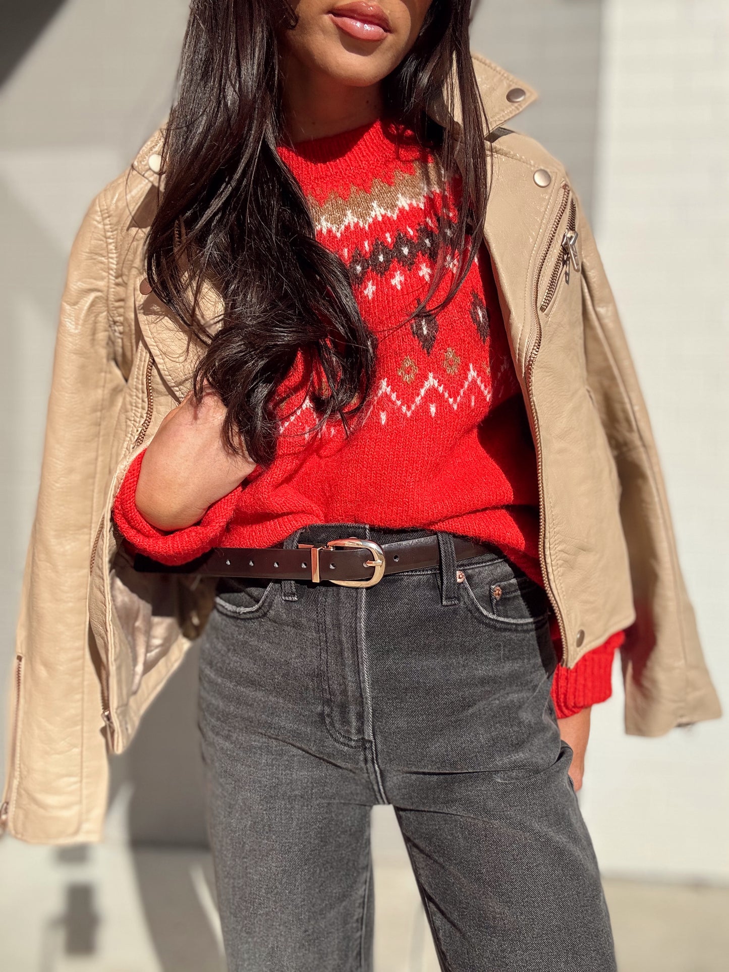 FUZZY FAIR ISLE CREWNECK KNIT PULLOVER