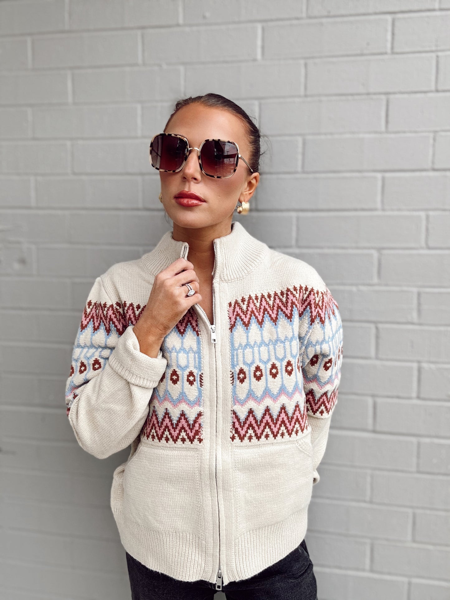 FAIR ISLE PRINTED CARDIGAN