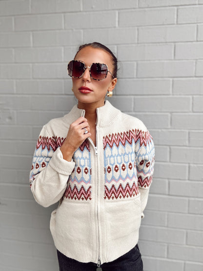 FAIR ISLE PRINTED CARDIGAN