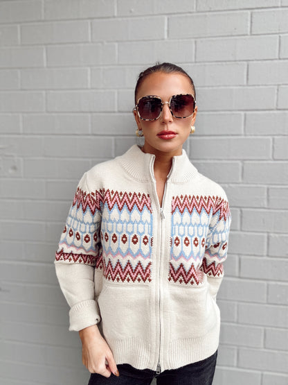FAIR ISLE PRINTED CARDIGAN