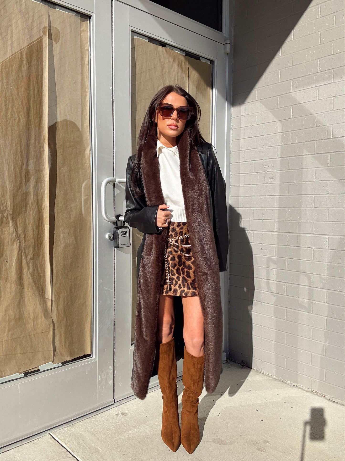 FAUX FUR LEATHER TRENCH