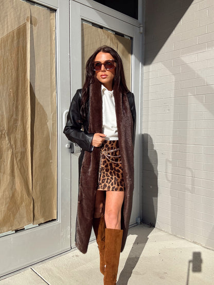 FAUX FUR LEATHER TRENCH
