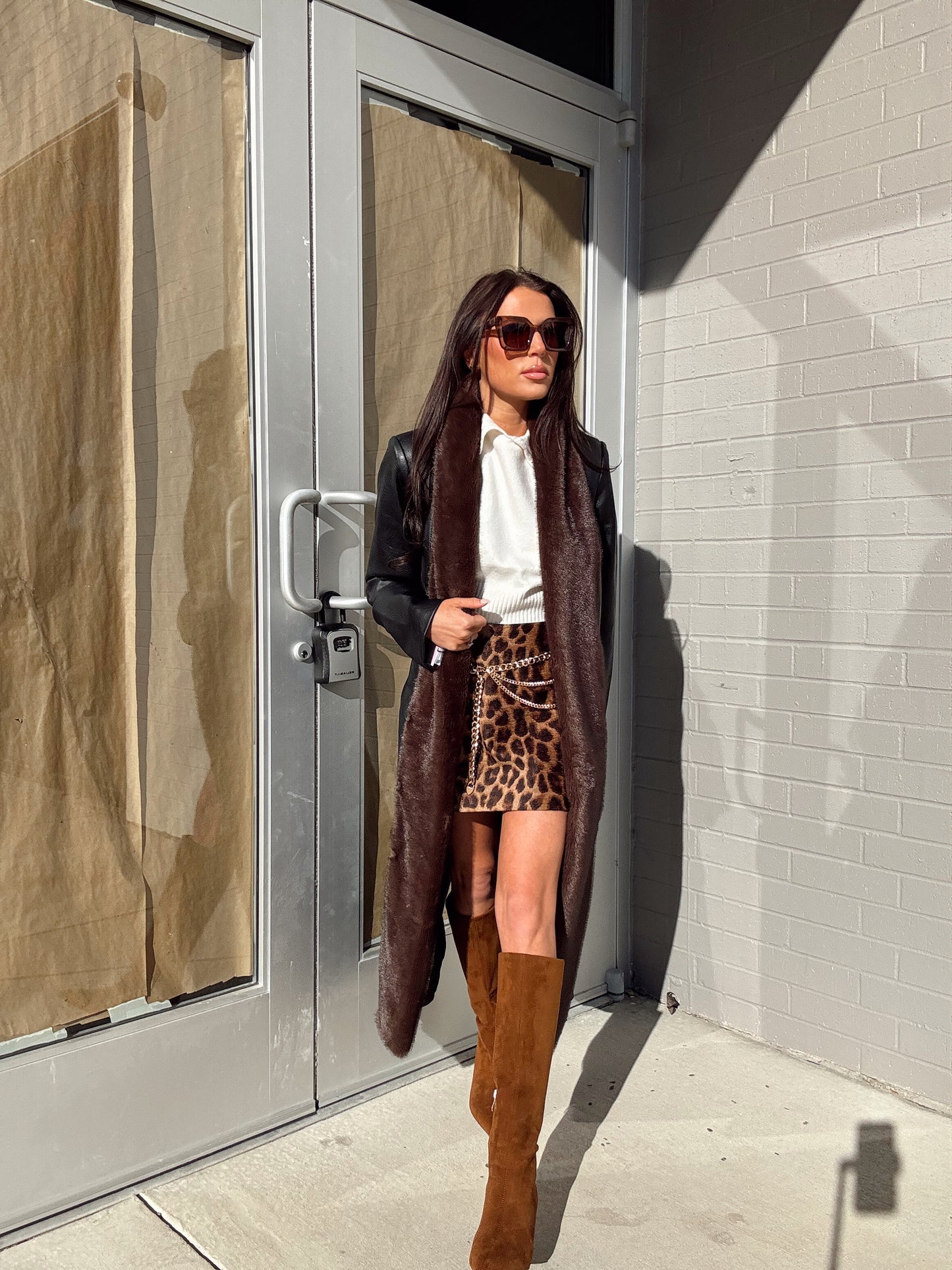 FAUX FUR LEATHER TRENCH