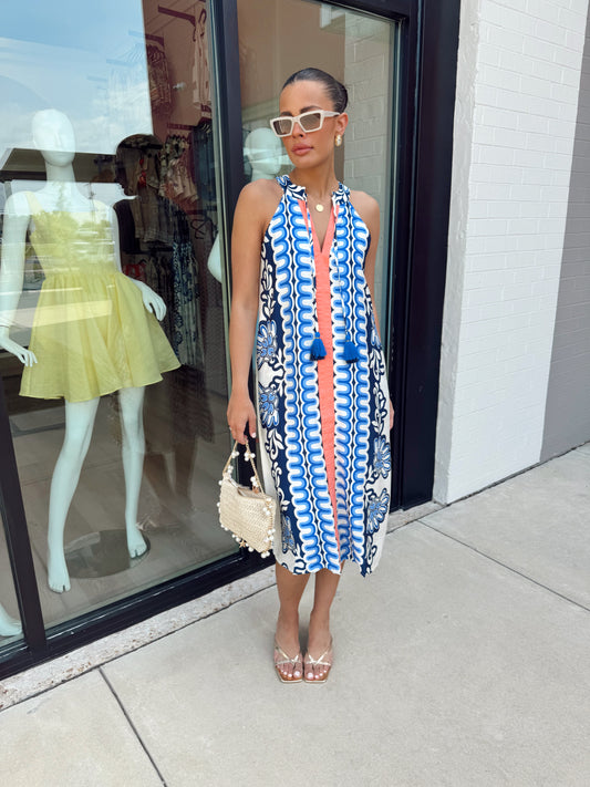 LUCY SLEEVELESS PATTERN DRESS