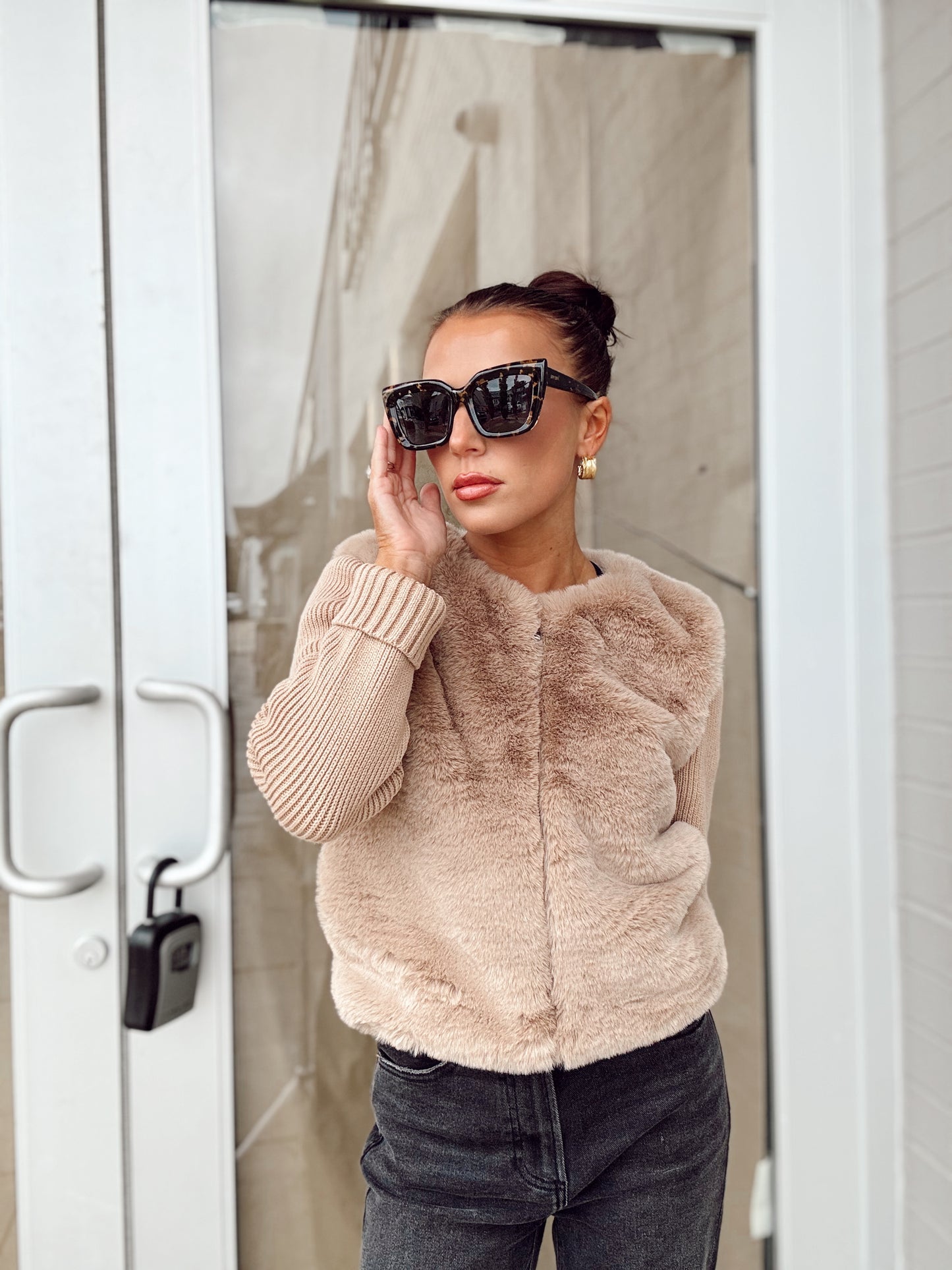 DAPHNE COLLARLESS FUR SWEATER
