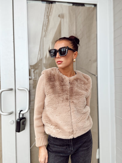 DAPHNE COLLARLESS FUR SWEATER