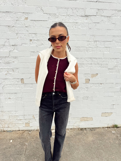 KNIT BUTTON VEST