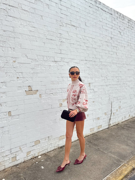 DRAMATIC BALLON SLEEVE MOCKNECK SWEATER