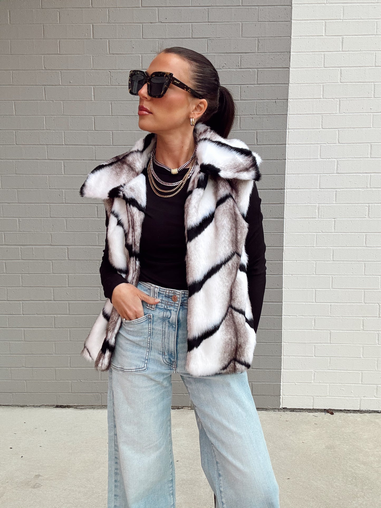 PRINTED FUR VEST