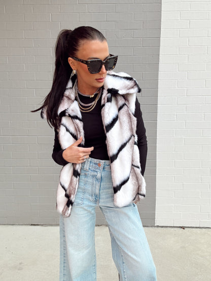 PRINTED FUR VEST