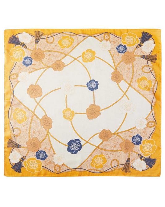 FLORAL PATTERN BANDANA SILKY NECK SCARF