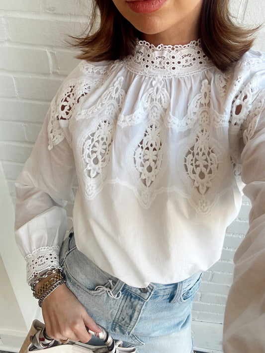 LACE POPOVER BLOUSE