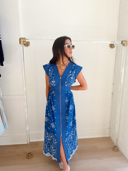 EMBROIDERED ZIP MIDI