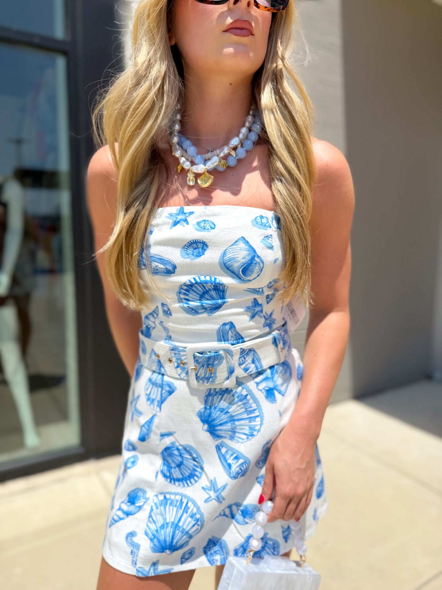 SEAHORSE STROKE WAIST BELT MINI DRESS