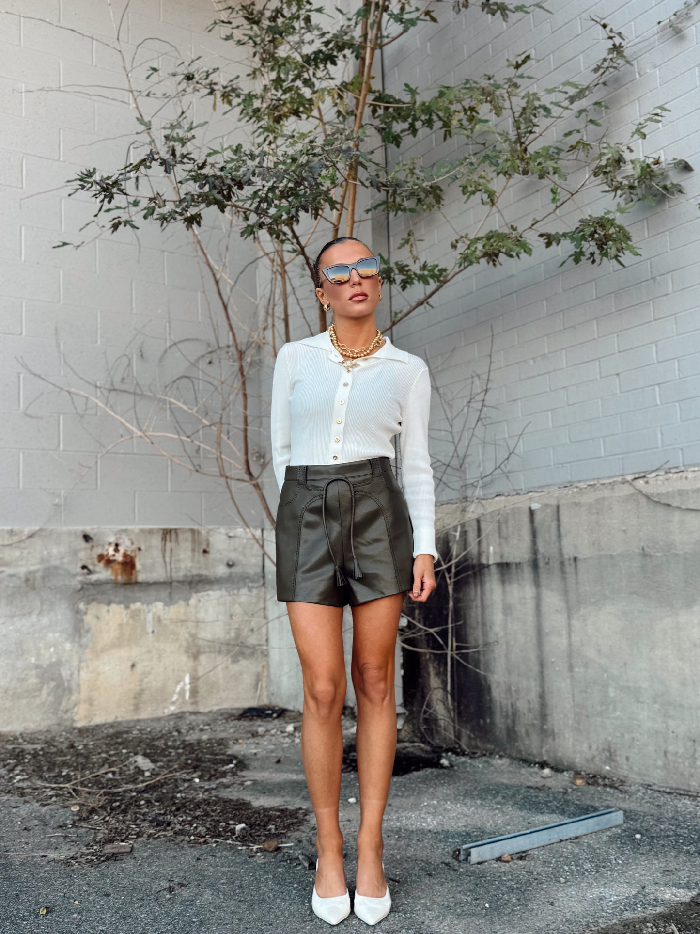 MONAVE LEATHER MINI SHORTS