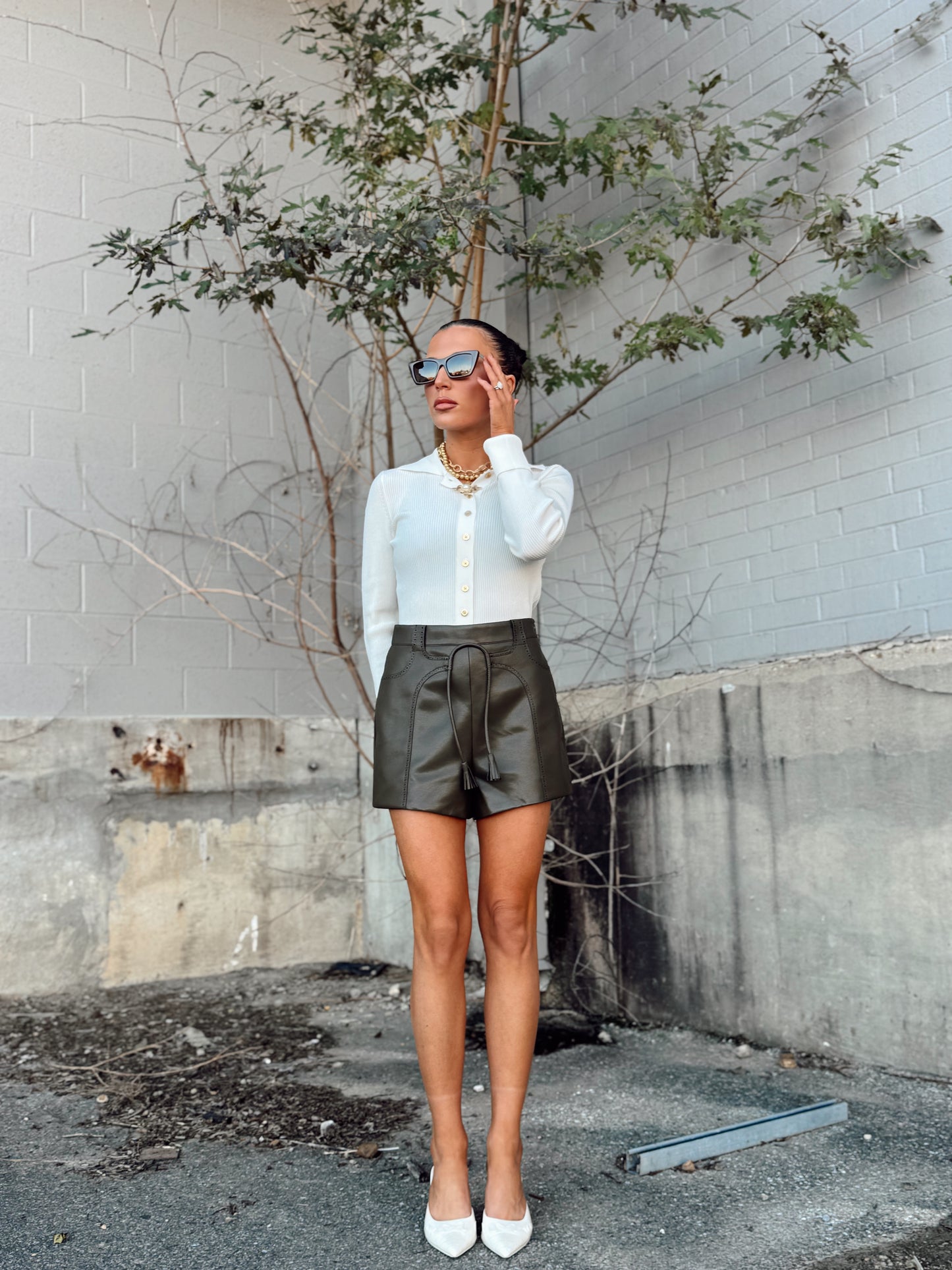 MONAVE LEATHER MINI SHORTS