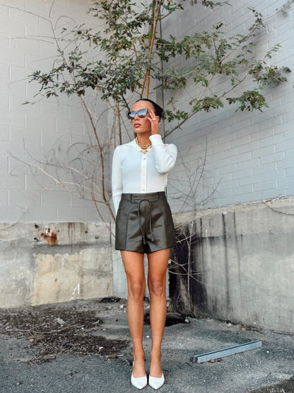 MONAVE LEATHER MINI SHORTS