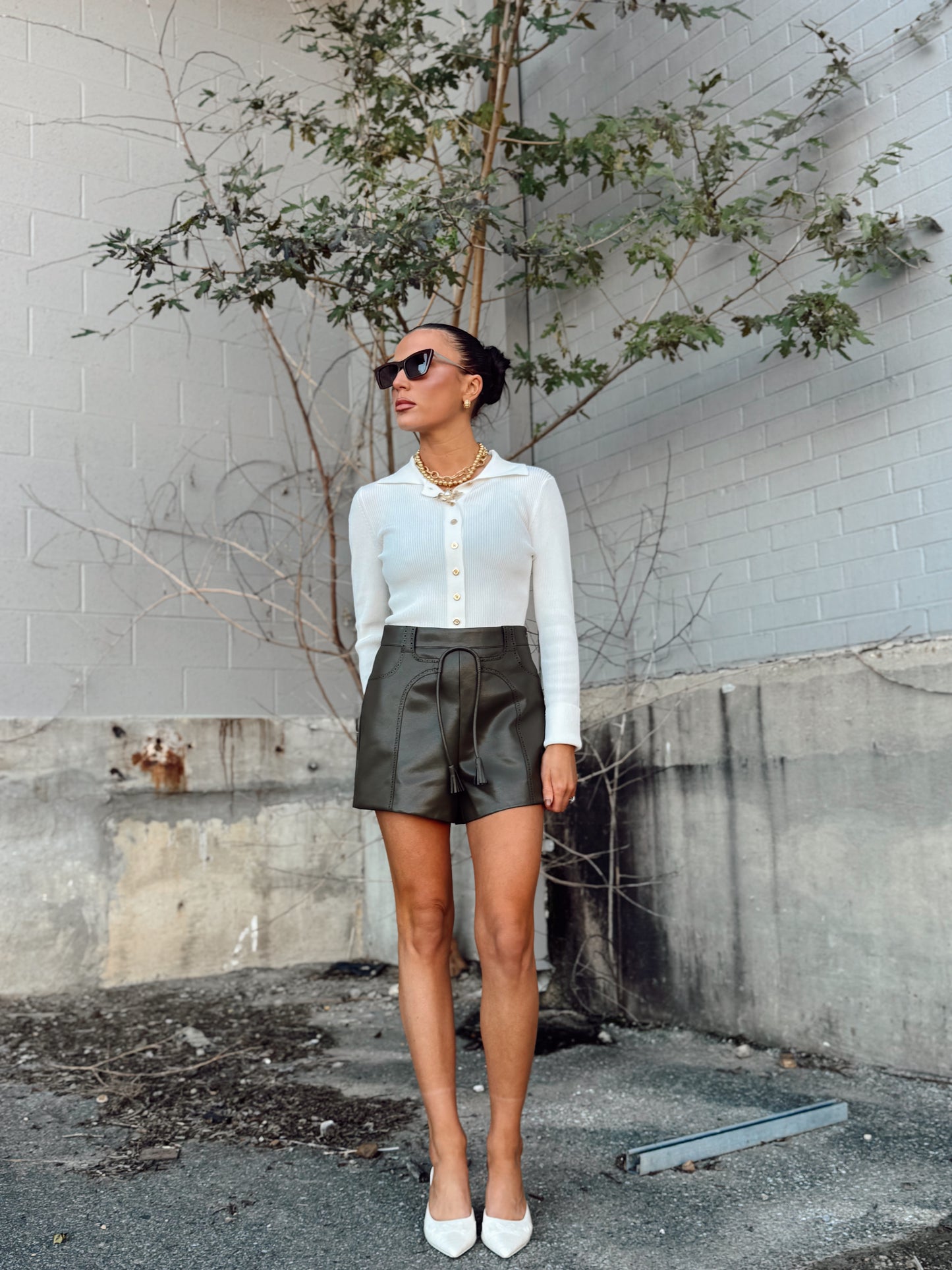 MONAVE LEATHER MINI SHORTS