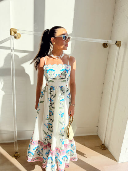 PRINTED SCALLOP DETAIL TUBE DRESS