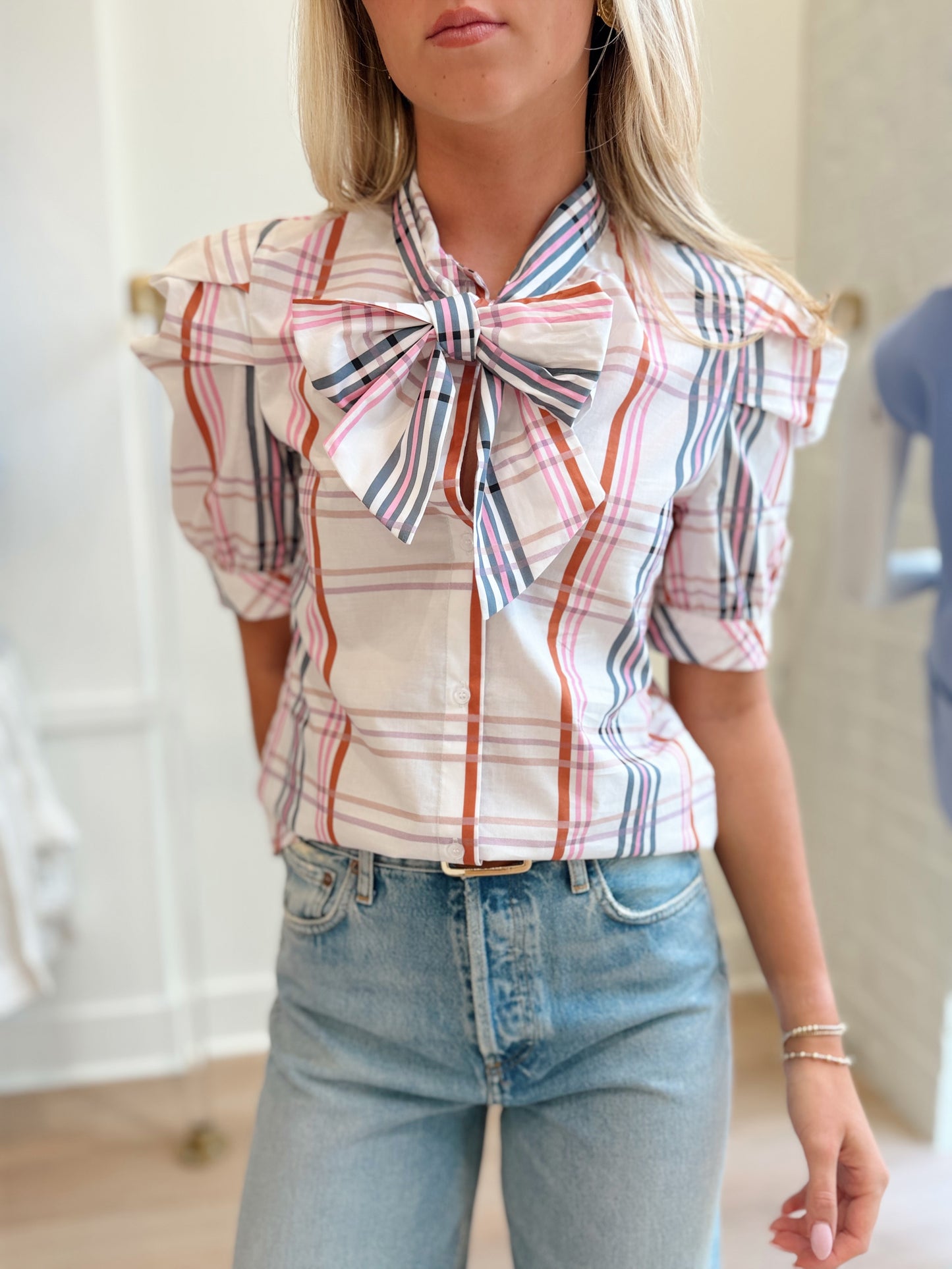 THE FRENCH BOW SHIRT IN MULTI PLAID