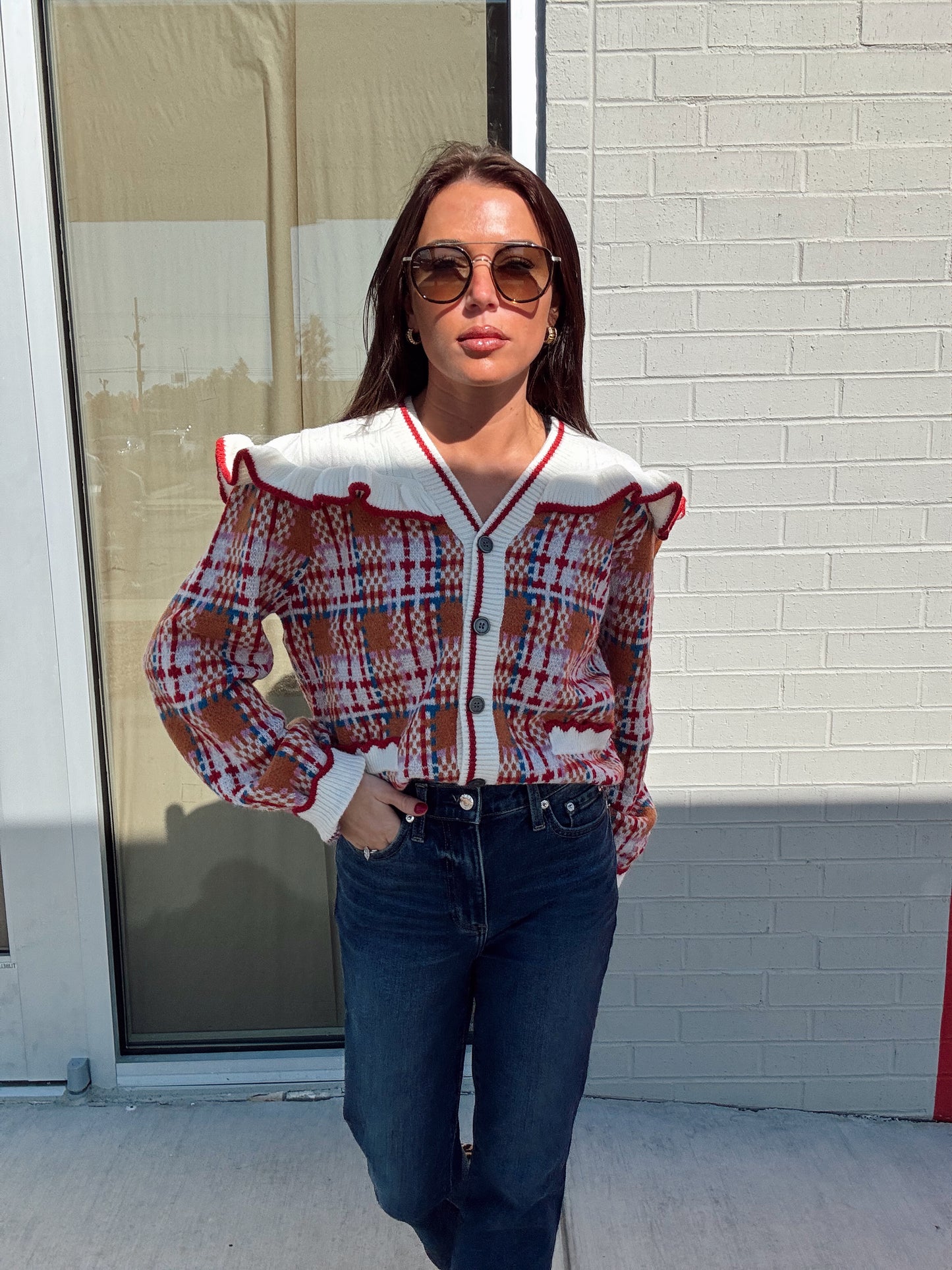 RUFFLED SWEATER CARDIGAN