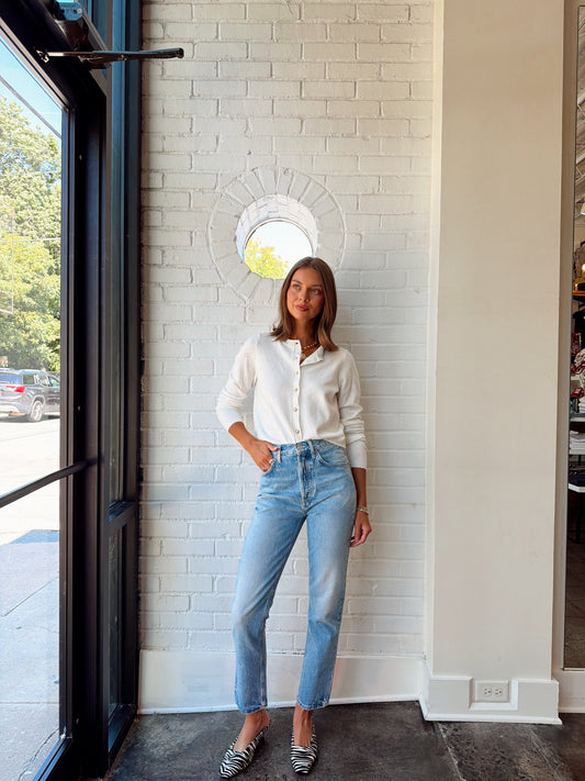 DAKOTA KNIT POINTELLE SLIM CARDIGAN
