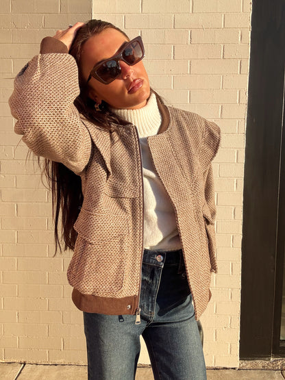 RUFFLED DETAIL BOMBER