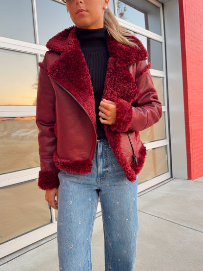 SHEARLING BIKER