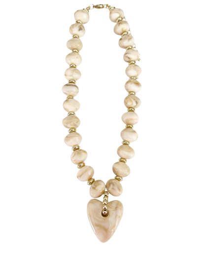 ATHENS BEADED WITH HEART CHARM NECKLACE
