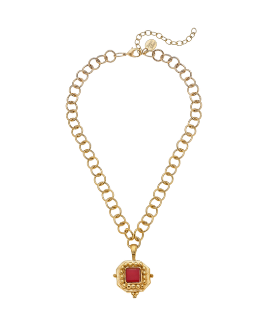 SQUARE RED NECKLACE