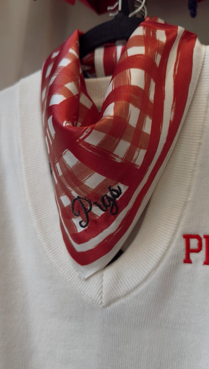 TAILGATE CHECK SCARF SQUARE - PIGS EMB