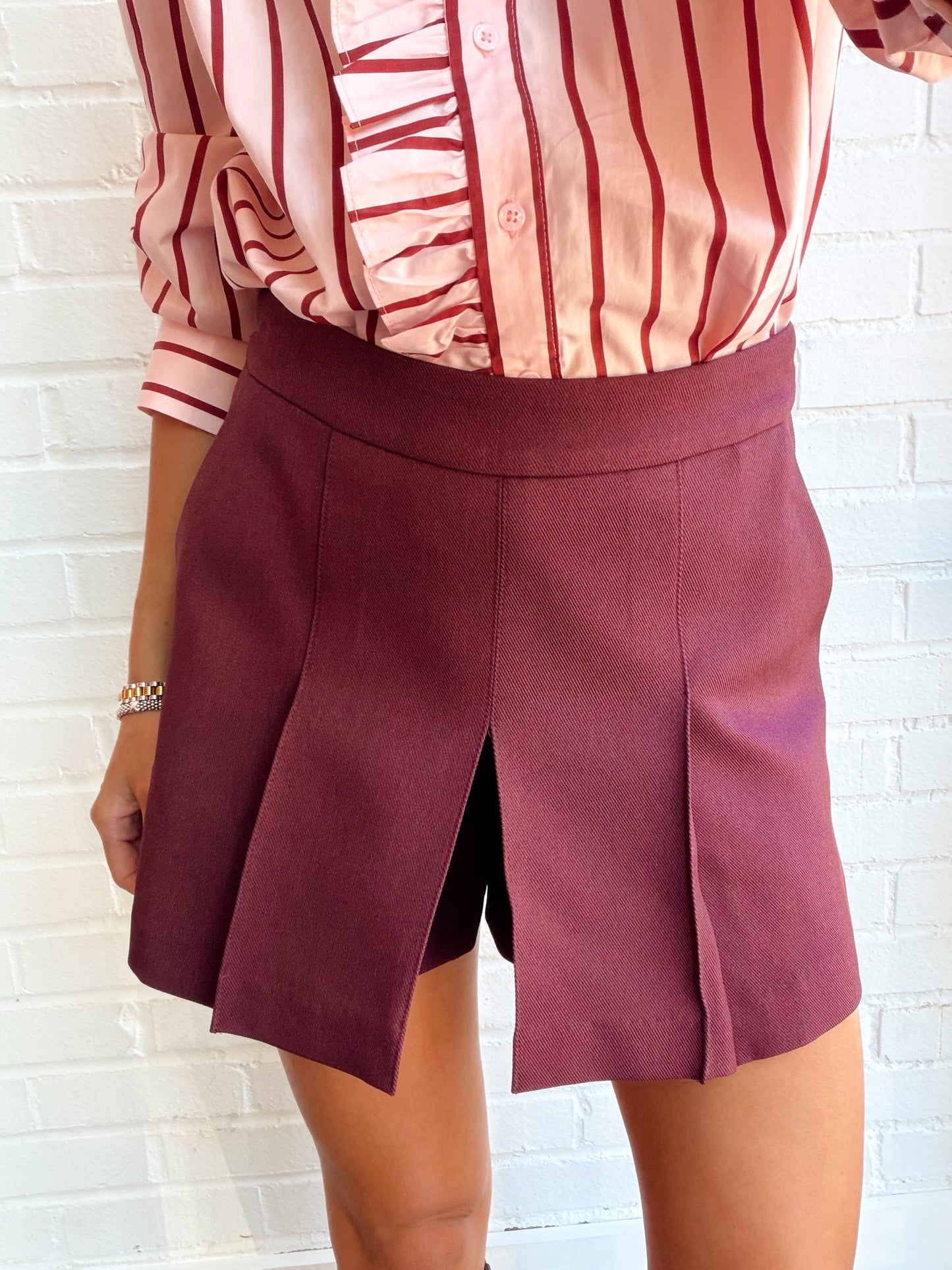PLEATED TWILL SKORT