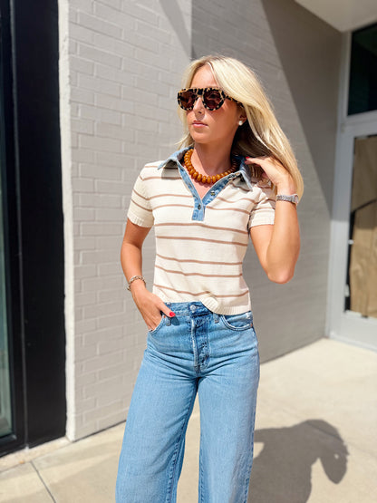 SHYLA STRIPED CROP TOP