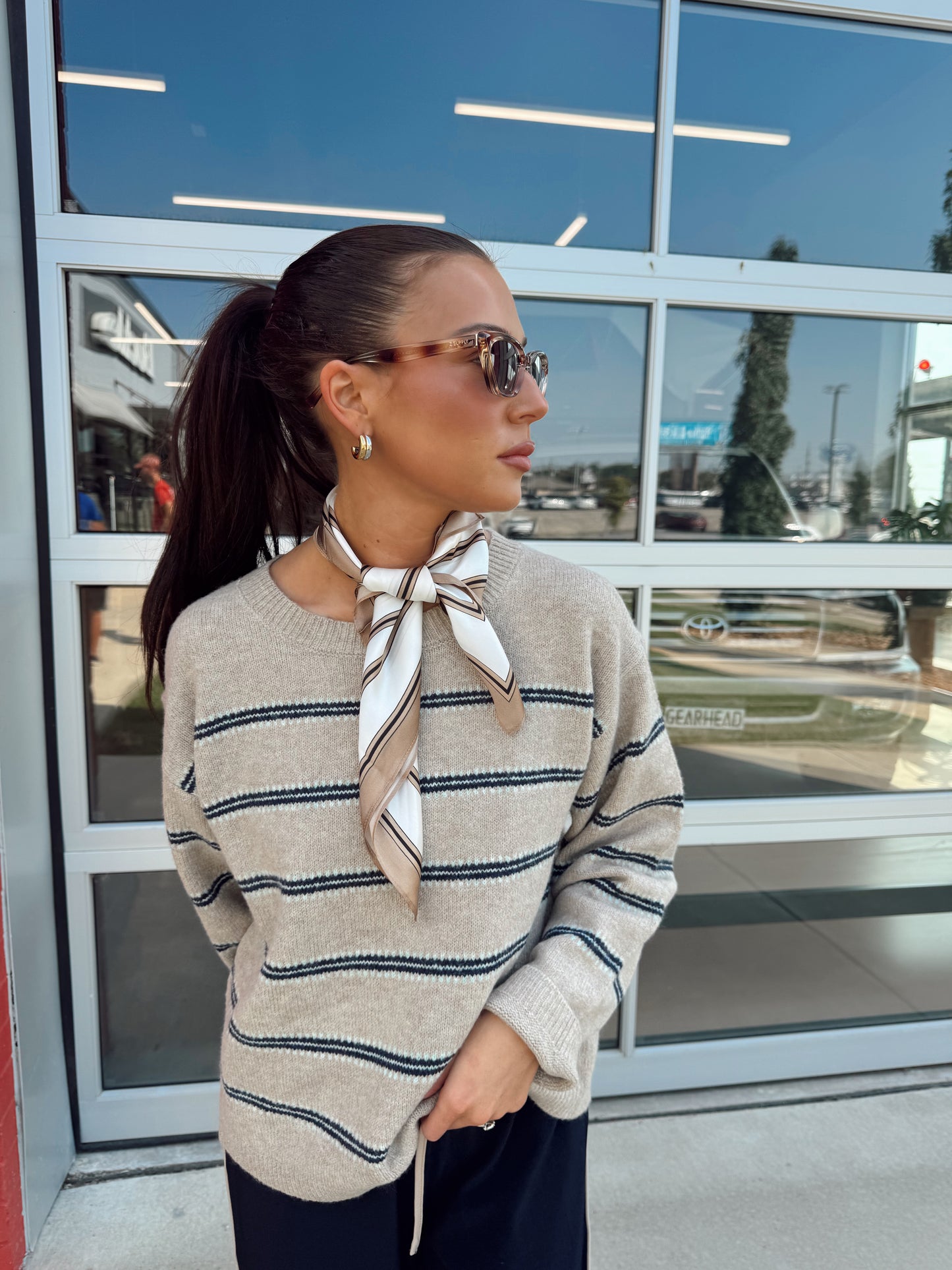 HUDSON TWO TONE STRIPED SWEATER