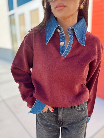 TRIANA DENIM KNIT TOP