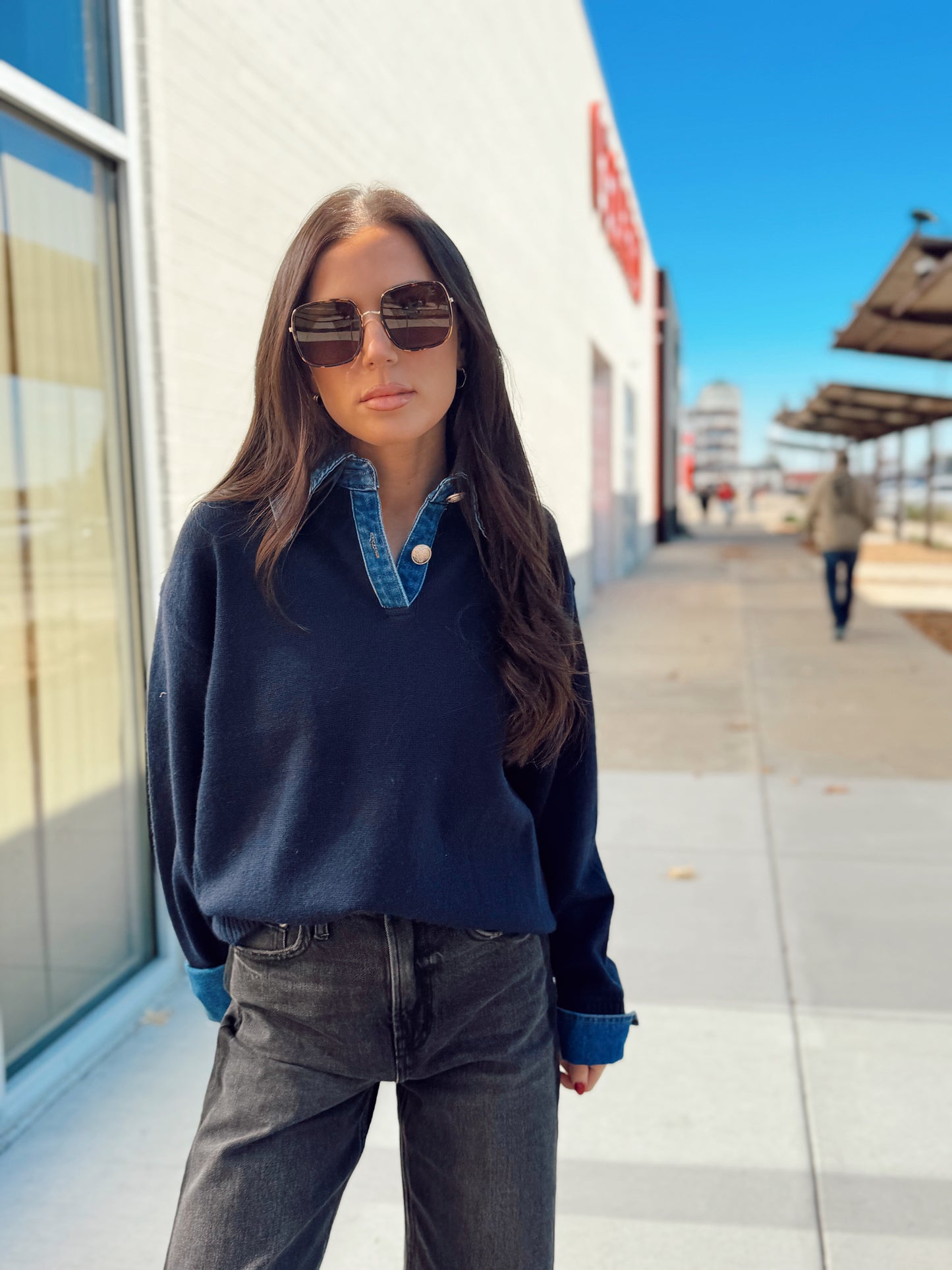 TRIANA DENIM KNIT TOP