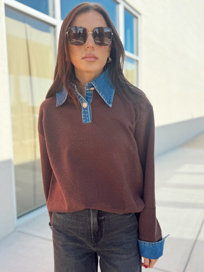 TRIANA DENIM KNIT TOP