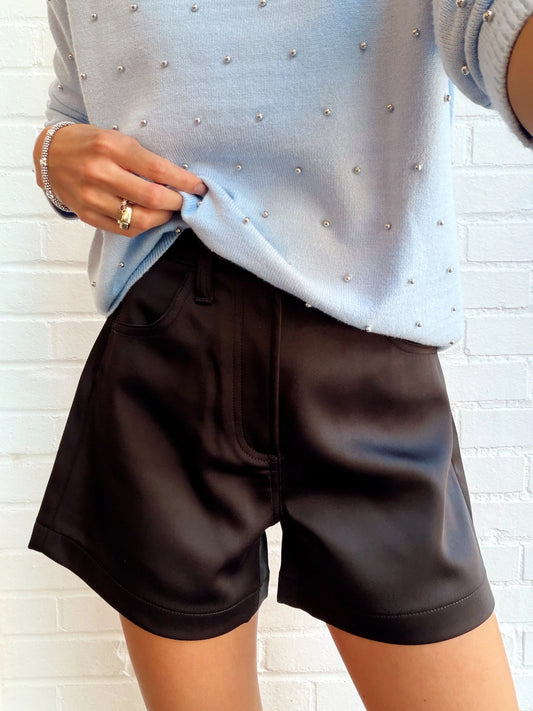 SAIGE SATEEN HIGH RISE A-LINE SHORT