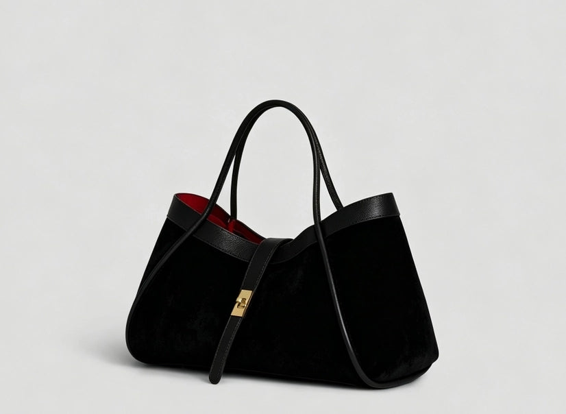 MEDIUM SUEDE BAG IN REAL LEATHER